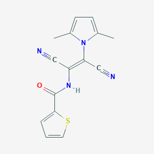 molecular formula C15H12N4OS B2713119 N-[(E)-1,2-二氰基-2-(2,5-二甲基吡咯-1-基)乙烯基]噻吩-2-甲酰胺 CAS No. 861209-98-5