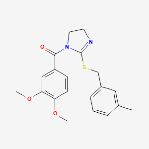 molecular formula C20H22N2O3S B2713125 (3,4-dimethoxyphenyl)(2-((3-methylbenzyl)thio)-4,5-dihydro-1H-imidazol-1-yl)methanone CAS No. 851803-30-0