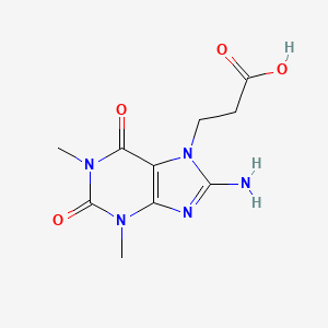 molecular formula C10H13N5O4 B2713129 3-(8-Amino-1,3-dimethyl-2,6-dioxo-2,3-dihydro-1H-purin-7(6H)-yl)propanoic acid CAS No. 114431-62-8