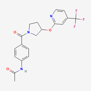 molecular formula C19H18F3N3O3 B2713130 N-(4-(3-((4-(trifluoromethyl)pyridin-2-yl)oxy)pyrrolidine-1-carbonyl)phenyl)acetamide CAS No. 2034241-52-4