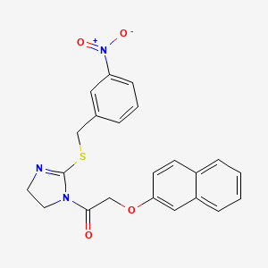 molecular formula C22H19N3O4S B2713135 2-萘-2-氧基-1-[2-[(3-硝基苯基)甲基磺酰氨基]-4,5-二氢咪唑-1-基]乙酮 CAS No. 851808-79-2