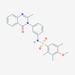 molecular formula C25H25N3O4S B2713138 4-methoxy-2,3,5-trimethyl-N-(3-(2-methyl-4-oxoquinazolin-3(4H)-yl)phenyl)benzenesulfonamide CAS No. 898456-51-4