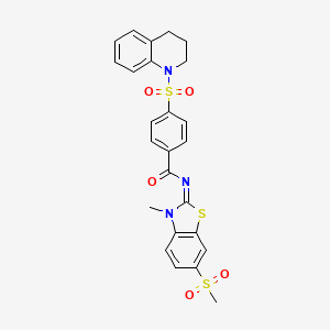 molecular formula C25H23N3O5S3 B2713139 (Z)-4-((3,4-dihydroquinolin-1(2H)-yl)sulfonyl)-N-(3-methyl-6-(methylsulfonyl)benzo[d]thiazol-2(3H)-ylidene)benzamide CAS No. 683238-04-2