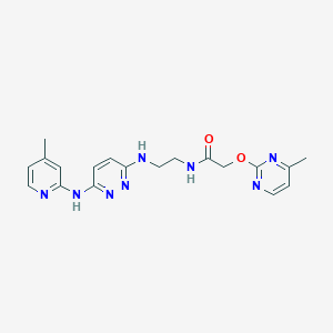 molecular formula C19H22N8O2 B2713140 N-(2-((6-((4-methylpyridin-2-yl)amino)pyridazin-3-yl)amino)ethyl)-2-((4-methylpyrimidin-2-yl)oxy)acetamide CAS No. 1251558-85-6