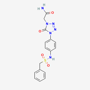 molecular formula C16H16N6O4S B2713145 2-(5-oxo-4-(4-(phenylmethylsulfonamido)phenyl)-4,5-dihydro-1H-tetrazol-1-yl)acetamide CAS No. 1396683-96-7
