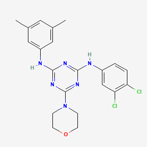 molecular formula C21H22Cl2N6O B2713153 N2-(3,4-二氯苯基)-N4-(3,5-二甲基苯基)-6-吗啉-1,3,5-三嗪-2,4-二胺 CAS No. 898630-12-1