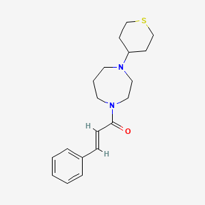 molecular formula C19H26N2OS B2713157 (E)-3-phenyl-1-(4-(tetrahydro-2H-thiopyran-4-yl)-1,4-diazepan-1-yl)prop-2-en-1-one CAS No. 2034997-30-1