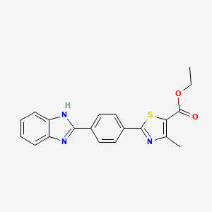 molecular formula C20H17N3O2S B2713169 ethyl 2-(4-(1H-benzo[d]imidazol-2-yl)phenyl)-4-methylthiazole-5-carboxylate CAS No. 1414661-80-5