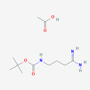 molecular formula C11H23N3O4 B2713183 tert-Butyl (4-amino-4-iminobutyl)carbamate acetate CAS No. 2174008-05-8