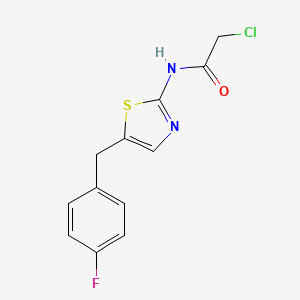 molecular formula C12H10ClFN2OS B2713190 2-Chloro-N-[5-(4-fluoro-benzyl)-thiazol-2-yl]-acetamide CAS No. 450360-92-6