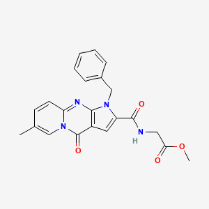 molecular formula C22H20N4O4 B2713195 Methyl 2-(1-benzyl-7-methyl-4-oxo-1,4-dihydropyrido[1,2-a]pyrrolo[2,3-d]pyrimidine-2-carboxamido)acetate CAS No. 900286-81-9