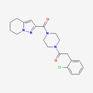molecular formula C20H23ClN4O2 B2713196 2-(2-Chlorophenyl)-1-(4-(4,5,6,7-tetrahydropyrazolo[1,5-a]pyridine-2-carbonyl)piperazin-1-yl)ethanone CAS No. 1903257-61-3