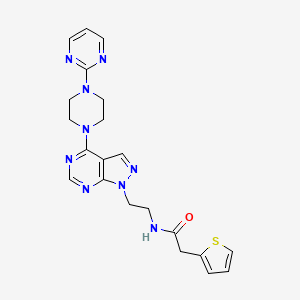 molecular formula C21H23N9OS B2713219 N-(2-(4-(4-(pyrimidin-2-yl)piperazin-1-yl)-1H-pyrazolo[3,4-d]pyrimidin-1-yl)ethyl)-2-(thiophen-2-yl)acetamide CAS No. 1021061-67-5