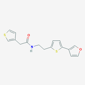 molecular formula C16H15NO2S2 B2713223 N-(2-(5-(furan-3-yl)thiophen-2-yl)ethyl)-2-(thiophen-3-yl)acetamide CAS No. 2034255-46-2