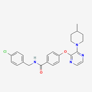 molecular formula C24H25ClN4O2 B2713234 N-(4-chlorobenzyl)-4-{[3-(4-methylpiperidin-1-yl)pyrazin-2-yl]oxy}benzamide CAS No. 1116084-21-9