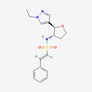molecular formula C17H21N3O3S B2713242 (E)-N-[(2R,3S)-2-(1-Ethylpyrazol-4-yl)oxolan-3-yl]-2-phenylethenesulfonamide CAS No. 2223536-27-2