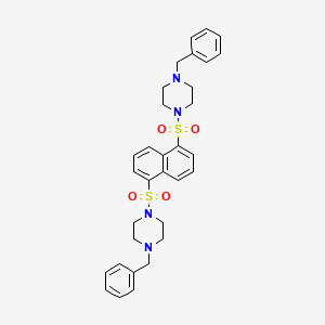 molecular formula C32H36N4O4S2 B2713247 1,5-Bis((4-benzylpiperazin-1-yl)sulfonyl)naphthalene CAS No. 324067-60-9