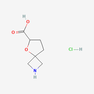 molecular formula C7H12ClNO3 B2713249 5-氧代-2-氮杂螺[3.4]辛烷-6-羧酸；盐酸盐 CAS No. 2445792-60-7