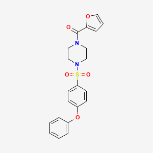 molecular formula C21H20N2O5S B2713250 2-呋喃基-[4-(4-苯氧基苯基磺酰-1-哌嗪基)]甲酮 CAS No. 670272-53-4