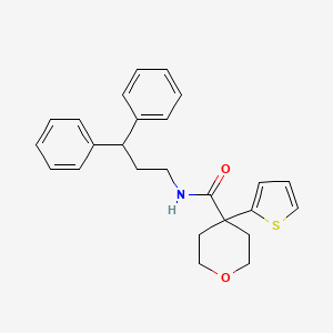 N-(3,3-diphenylpropyl)-4-thiophen-2-yloxane-4-carboxamide