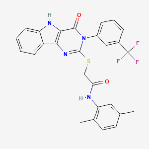 N-(2,5-dimethylphenyl)-2-[[4-oxo-3-[3-(trifluoromethyl)phenyl]-5H-pyrimido[5,4-b]indol-2-yl]sulfanyl]acetamide