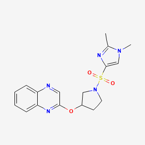 molecular formula C17H19N5O3S B2713273 2-({1-[(1,2-二甲基-1H-咪唑-4-基)磺酰]吡咯啉-3-基}氧基)喹喔啉 CAS No. 2097933-58-7