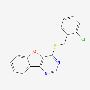 molecular formula C17H11ClN2OS B2713275 4-((2-Chlorobenzyl)thio)benzofuro[3,2-d]pyrimidine CAS No. 845902-47-8