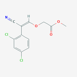 molecular formula C12H9Cl2NO3 B2713276 甲酸甲酯 2-[(E)-2-氰基-2-(2,4-二氯苯基)乙烯氧基]乙酸酯 CAS No. 861210-31-3