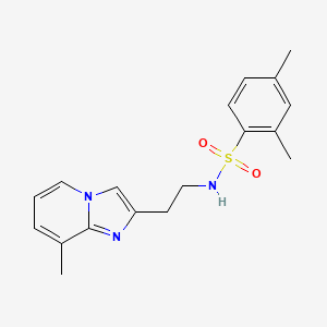 molecular formula C18H21N3O2S B2713277 2,4-dimethyl-N-(2-(8-methylimidazo[1,2-a]pyridin-2-yl)ethyl)benzenesulfonamide CAS No. 868979-02-6