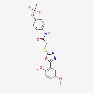 molecular formula C19H16F3N3O5S B2713280 2-((5-(2,5-二甲氧基苯基)-1,3,4-噁二唑-2-基)硫代)-N-(4-(三氟甲氧基)苯基)乙酰胺 CAS No. 1172878-58-8