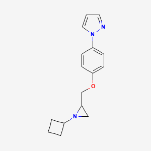 molecular formula C16H19N3O B2713282 1-[4-[(1-Cyclobutylaziridin-2-yl)methoxy]phenyl]pyrazole CAS No. 2411250-69-4