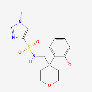 molecular formula C17H23N3O4S B2713283 N-((4-(2-methoxyphenyl)tetrahydro-2H-pyran-4-yl)methyl)-1-methyl-1H-imidazole-4-sulfonamide CAS No. 1428366-78-2