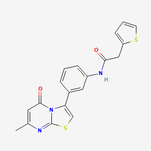 molecular formula C19H15N3O2S2 B2713285 N-(3-(7-甲基-5-氧代-5H-噻唑并[3,2-a]嘧啶-3-基)苯基)-2-(噻吩-2-基)乙酰胺 CAS No. 1021073-84-6