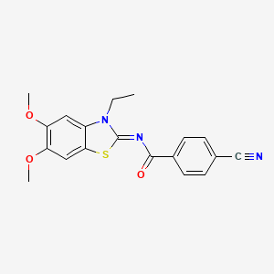 4-cyano-N-(3-ethyl-5,6-dimethoxy-1,3-benzothiazol-2-ylidene)benzamide