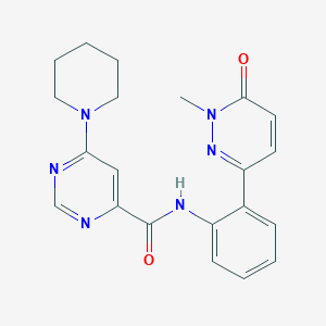 molecular formula C21H22N6O2 B2713303 N-(2-(1-methyl-6-oxo-1,6-dihydropyridazin-3-yl)phenyl)-6-(piperidin-1-yl)pyrimidine-4-carboxamide CAS No. 2034229-00-8