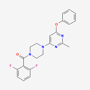 molecular formula C22H20F2N4O2 B2713308 (2,6-Difluorophenyl)(4-(2-methyl-6-phenoxypyrimidin-4-yl)piperazin-1-yl)methanone CAS No. 946248-88-0