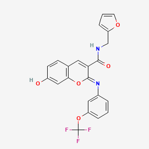 molecular formula C22H15F3N2O5 B2713318 (2Z)-N-(furan-2-ylmethyl)-7-hydroxy-2-{[3-(trifluoromethoxy)phenyl]imino}-2H-chromene-3-carboxamide CAS No. 1327171-26-5