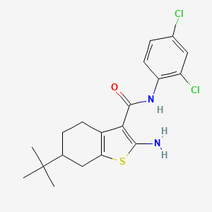 molecular formula C19H22Cl2N2OS B2713323 2-氨基-6-叔丁基-N-(2,4-二氯苯基)-4,5,6,7-四氢-1-苯并噻吩-3-羧酰胺 CAS No. 590350-63-3