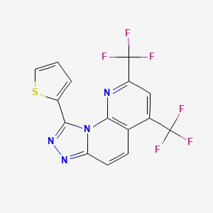 molecular formula C15H6F6N4S B2713325 9-(噻吩-2-基)-2,4-双(三氟甲基)[1,2,4]三唑并[4,3-a][1,8]萘啉 CAS No. 338962-24-6