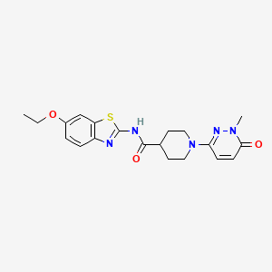 molecular formula C20H23N5O3S B2713330 N-(6-乙氧基苯并噻唑-2-基)-1-(1-甲基-6-氧代-1,6-二氢吡啶-3-基)哌啶-4-羧酸乙酯 CAS No. 1421526-24-0