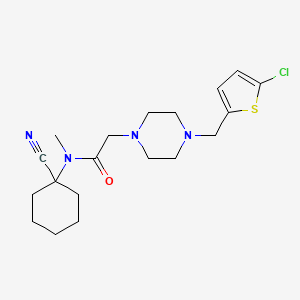 molecular formula C19H27ClN4OS B2713331 2-[4-[(5-chlorothiophen-2-yl)methyl]piperazin-1-yl]-N-(1-cyanocyclohexyl)-N-methylacetamide CAS No. 926590-17-2
