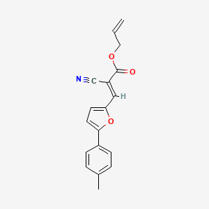 molecular formula C18H15NO3 B2713335 (E)-烯丙基 2-氰基-3-(5-(对甲苯基)呋喃-2-基)丙烯酸酯 CAS No. 301339-50-4