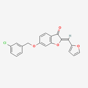 molecular formula C20H13ClO4 B2713341 (Z)-6-((3-氯苄氧基)-2-(呋喃-2-基甲亚基)苯并呋喃-3(2H)-酮 CAS No. 620549-62-4