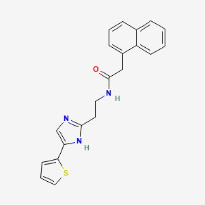 molecular formula C21H19N3OS B2713343 2-(naphthalen-1-yl)-N-(2-(4-(thiophen-2-yl)-1H-imidazol-2-yl)ethyl)acetamide CAS No. 1396814-62-2