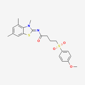 molecular formula C21H24N2O4S2 B2713360 (E)-4-((4-甲氧基苯基)磺酰基)-N-(3,4,6-三甲基苯并[d]噻唑-2(3H)-基亚甲基)丁酰胺 CAS No. 941987-31-1