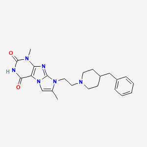 molecular formula C23H28N6O2 B2713384 6-[2-(4-Benzylpiperidin-1-yl)ethyl]-4,7-dimethylpurino[7,8-a]imidazole-1,3-dione CAS No. 919034-52-9