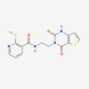 molecular formula C15H14N4O3S2 B2713388 N-(2-(2,4-dioxo-1,2-dihydrothieno[3,2-d]pyrimidin-3(4H)-yl)ethyl)-2-(methylthio)nicotinamide CAS No. 2034279-71-3