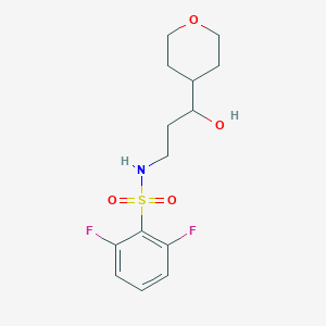 molecular formula C14H19F2NO4S B2713398 2,6-difluoro-N-(3-hydroxy-3-(tetrahydro-2H-pyran-4-yl)propyl)benzenesulfonamide CAS No. 2034539-03-0