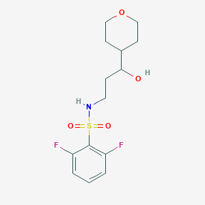 molecular formula C14H19F2NO4S B2713398 2,6-二氟-N-(3-羟基-3-(四氢-2H-吡喃-4-基)丙基)苯磺酰胺 CAS No. 2034539-03-0