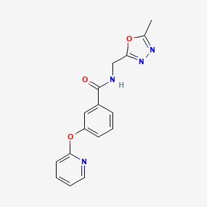 molecular formula C16H14N4O3 B2713403 N-((5-methyl-1,3,4-oxadiazol-2-yl)methyl)-3-(pyridin-2-yloxy)benzamide CAS No. 1797708-60-1